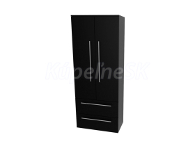Mereo Bino, kúpeľňová skrinka vysoká 163 cm, dvojitá, Multidecor, Čierna Supermat