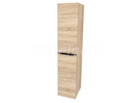 Mereo Mailo, kúpeľňová skrinka vysoká 170 cm, čierne madlo, Multidecor, Dub Bardolino