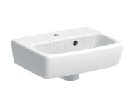 Geberit Selnova Square malé keramické umývadlo 36x28x14,5 cm s asymetrickým prepadom Biela