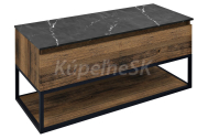 Sapho SKARA umývadlová skrinka s Rockstone doskou 110x50x45cm, čierna mat/dub collingwood/