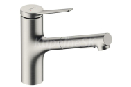 Hansgrohe Zesis M33 drezová batéria 150 kovová vyťahovateľná sprška 2jet vzhľad Nerezu