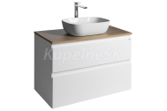 Aqualine ALTAIR umývadlová skrinka s doskou 87,5x61,8x45,2 cm,2 zásuvky,Biela/Dub Emporio
