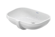 Duravit D-Code keramické zápustné umývadlo 56x40cm bez otv.pre bat,s prepadom,Alpská Biela