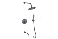 Besco VEO I sprchový set podomiet. batéria s výtokom+hlavová sprcha+ručná sprcha,Grafitová