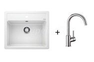 Blanco SET 07-B 24 drez silgranit LEGRA 6 58,5x50 cm Biela+batéria Mida Chróm