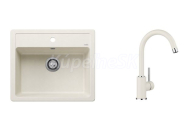Blanco SET 07-C 24 drez silgranit LEGRA 6 58,5x50 cm Biela Soft+batéria Mida Biela Soft