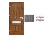 ERKADO SET Bezfalcové rámové dvere Nemézia 5 presklené, Premium, Jaseň Grafit + zárubeň