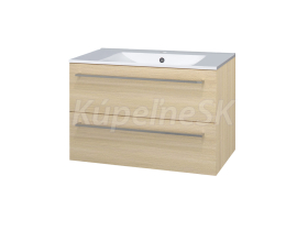 Mereo Bino, kúpeľňová skrinka s keramickým umývadlom 81 cm, dub Sand Barbera