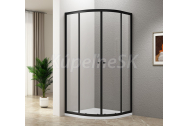 Aqualine ARLETA BLACK štvrťkruhová sprchová zástena 900x900mm, číre sklo