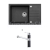 Alveus MERYLL 130 SET kuchynský granit. drez so sifón. 78x48 + batéria ZENIT - Black/Chróm