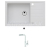 Alveus MERYLL 130 SET kuchynský granit. drez so sifón. 78x48 + batéria SIROS - White/Chróm