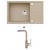 Alveus MERYLL 130 SET kuchynský granit. drez so sifón. 78x48 + batéria SIROS - Beige/Chróm