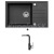 Alveus MERYLL 130 SET kuchynský granit. drez so sifón. 78x48 + batéria SIROS - Black/Chróm