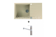 Alveus CADIT 40 SET kuchynský granit. drez so sifónom 86x50 + batéria ZENIT - Beige/Chróm