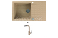 Alveus CADIT 40 SET kuchynský granit. drez so sifónom 86x50 + batéria SIROS - Beige/Chróm