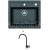 Alveus ATROX 30 SET kuchynský granit. drez so sifón. 59x50 + batéria ARC 110 - Black/Chróm