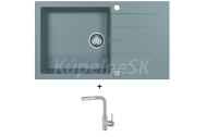 Alveus CADIT 40 SET kuchynský granit. drez so sifónom 86x50 + batéria SIROS - Beton/Chróm