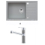 Alveus MERYLL 130 SET kuchynský granit. drez so sifón. 78x48 + batéria ZENIT - Beton/Chróm