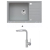 Alveus MERYLL 130 SET kuchynský granit. drez so sifón. 78x48 + batéria SIROS - Beton/Chróm
