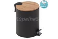 Gedy KENTA odpadkový koš 3l, Soft Close, čierna mat/bambus