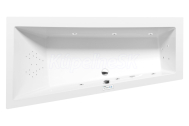 Polysan ANDRA L asymetr. hydromasážna vaňa, 160x90x45cm, Highline Hydro,Biela,krytka Chróm