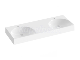 Ravak Lite 120 dvojumývadlo 120x45x10 cm z liateho mramoru,otvory pre bat,bez prepad,Biele