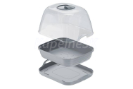 Kvetináč Prosperplast s polykarbonátovým vekom RESPANA TABLE GREENHOUSE, 25,7 cm, sivý kam