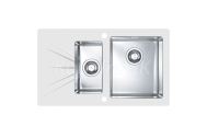 Alveus KARAT 20 vstavaný nerez/sklo drez 860x500x195 mm,Nerez/Biela,Pravýasifón
