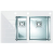 Alveus CRYSTALIX  20 vstavaný nerez/sklo drez 860x540 mm,vanička vpravo,Satin/Biela Pravý