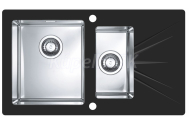 Alveus KARAT 20 vstavaný nerez/sklo drez 860x500x195 mm,vaničky vľavo,Nerez/Čierna sifón