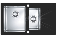 Alveus KARAT 20 vstavaný nerez/sklo drez 860x500x195 mm,Nerez/Čierna,Pravýasifón