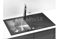 Alveus KARAT UP 10 vstavaný nerez/sklo drez 860x500x195 mm,Čiernyasifón Push Pop-up Ľavý