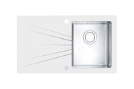 Alveus KARAT UP 10 Pravý vstavaný nerez/sklo drez 860x500x195mm,vanička vpravo,Bielyasifón