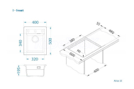 Alveus ATROX 10 Terra-22 vstavaný granit drez 400x500x195 mmasifón Pop-up 1139768