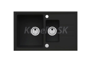 Alveus Intermezzo 70 vstavaný granit drez 780x480x200 mm,2 vaničky,Čiernyasifón