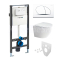 Mereo WC set - Rimless WC oblé, modul pre sadrokartón, biele oválne tlačidlo MM02NSETRS210