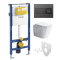 Mereo WC set - Rimless WC hranaté, modul pre sadrokartón, čierne hranaté tlačidlo