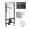 Mereo WC set - Rimless WC hranaté, modul pre sadrokartón, čierne hranaté tlačidlo