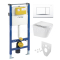 Mereo WC set - Smart flush rimless WC oblé, modul pre sadrokartón, biele hranaté tlačidlo