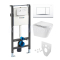 Mereo WC set - Smart flush rimless WC oblé, modul pre sadrokartón, biele hranaté tlačidlo