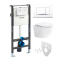 Mereo WC set - Smart flush rimless WC oblé, modul pre sadrokartón, biele hranaté tlačidlo