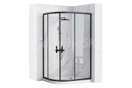 REA Look Black štvrťkruhový sprchový kút 80x100x190 cm, posuvné dvere, sklo Číre