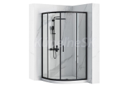 REA Look Black štvrťkruhový sprchový kút 90x90x190 cm, posuvné dvere, sklo Číre