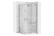 REA Look štvrťkruhový sprchový kút 80x80x190 cm, posuvné dvere, sklo Číre, rám Chróm