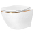 REA Carlo Mini Tornado Rimless Flat WC záves 49x36,5 cm Biele lesk/Zlatý okraj+WC sedátko