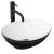 REA Sofia keramické oválne umývadlo na dosku 41x34,5 cm Čierna lesklá/Biela lesklá U8749