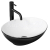 REA Sofia keramické oválne umývadlo na dosku 41x34,5 cm Čierna lesklá/Biela lesklá U8749