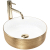 REA Sami keramické okrúhle umývadlo na dosku priemer 36 cm brúsené Zlato/Biela U6630