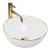 REA Stella keramické okrúhle umývadlo na dosku priemer 35,5cm Biela lesk/Zlatý okraj U7445