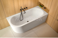 Besco Avita-A-Line asymetrická voľne stojaca akrylát vaňa 160x75 cm Biela leskasifón Pravá
